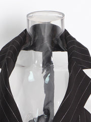 Vintage Off Shoulder Stripe Casual Blazer