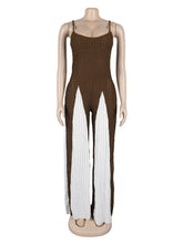 Elegant Color Block Backless Halter Wide Leg Jumpsuit