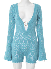 Sexy Deep V Neck Hollow Out Skinny Rompers