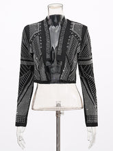 Fashion Rhinestone Embellishment Cropped Jacket