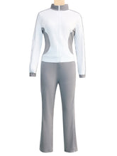 Casual Patchwork Zip Up Top and Pants Sports Set