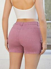 Fashion Solid Color Slim Denim Shorts