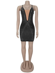 Sexy Rhinestone Club Bodycon Mini Dress