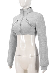 Fashion Zip-Front Cropped Puffer Jacket