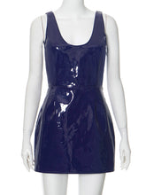 Solid Color PU Sleeveless Backless High Waist Dress