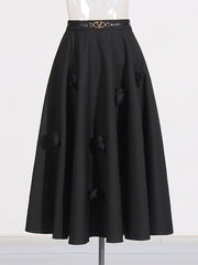 Fashion Floral Embellished Midi Skirt