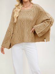 Casual Round Neck Loose Knit Pullover Sweater