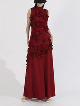 Fashion Sleeveless Flower Embellished Maxi Dress