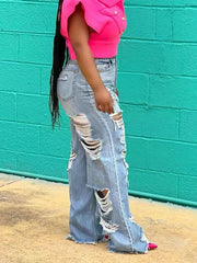Casual Distressed Ripped Straight Jeans