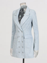 Boutique Rhinestone Double-breasted Blazer Dress