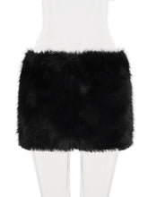Sexy Faux Fur Zipper Low Waist Mini Skirt