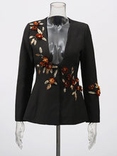 Fashion U Neck Appliques Slim Blazer