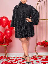 Plus Size Loose Sequin Bubble Dress