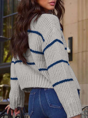 Casual Button Striped Loose Cardigan
