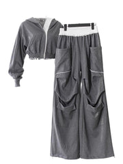 Color Irregular Hoodie Wide Leg Pants Set