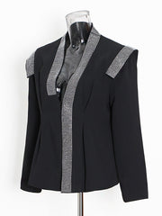 Fashion Patchwork Rhinestone Slim Blazer