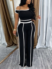 Casual Off Shoulder Top and Pants Two Piece Set
