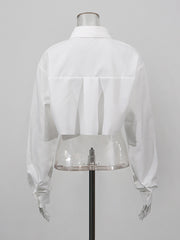 Casual Embroider Asymmetric Cropped Shirt