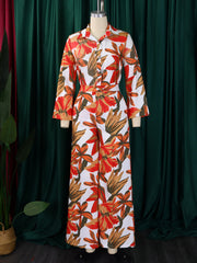 Casual Print Loose Top And Wide Leg Pants Sets