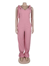 Casual Sleeveless Bow Shoulder Strap Jumpsuit