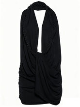 Sexy Deep V Neck Backless Halter Mini Dress