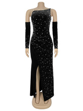 Sexy Off Shoulder Beading Slit Maxi Dress Gown