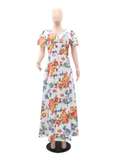 Elegant V-neck Floral Print Holiday Casual Dress