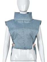 Fashion Heaps Collar Sleeveless Denim Waistcoat
