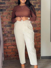 Elegant High Waist Straight Pants With Belt