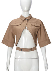 Sexy Short Sleeve Casual Cropped Jacket
