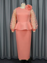 Patchwork 3D Butterfly Mesh Floral Puff Sleeve Dress