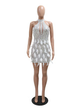 Sequin Sleeveless Feather Party Cocktail Dress