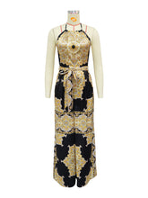 Fashion Print Backless Halter Jumpsuit