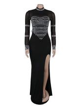 Sexy Rhinestone See Through Party Club Maxi Dress