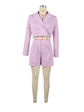 Fashion Cropped Blazer And Shorts Casual Two Piece Suit