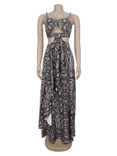 Sexy Strapless Hollow-out Snake Print Maxi Dress
