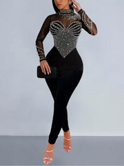Sparkly Rhinestone Embellished Skinny Jumpsuit