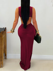 Sexy Sleeveless Backless Slim Maxi Dress