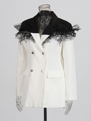 Fashion patchwork Lace Decorate Slim Blazer