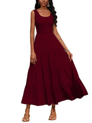 Casual Sleeveless High Waist Tiered Maxi Dress