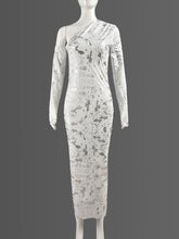 Sloping Shoulder Hollow out Sheer Mesh Bodycon Dress