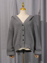 Fashion Loose Hooded Ribbed Cardigan