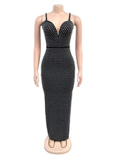 Sexy Spaghetti Strap Rhinestone Dress Evening Gowns
