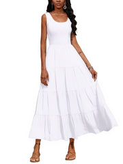 Casual Sleeveless High Waist Tiered Maxi Dress