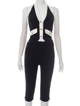 Halter Top Skinny Slit Capri Pants Two Piece Set