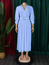 Elegant Casual V Neck Pleated Dress