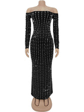 Elegant Rhinestone Off Shoulder Slim Party Dress
