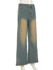 Vintage Distressed Denim Straight Jeans