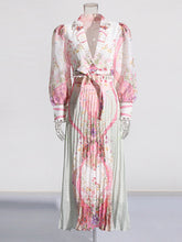 Elegant Print Shirt And Pleated Skirt Two Piece Set