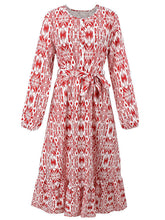 Elegant Round Neck Floral Print Slim Midi Dress